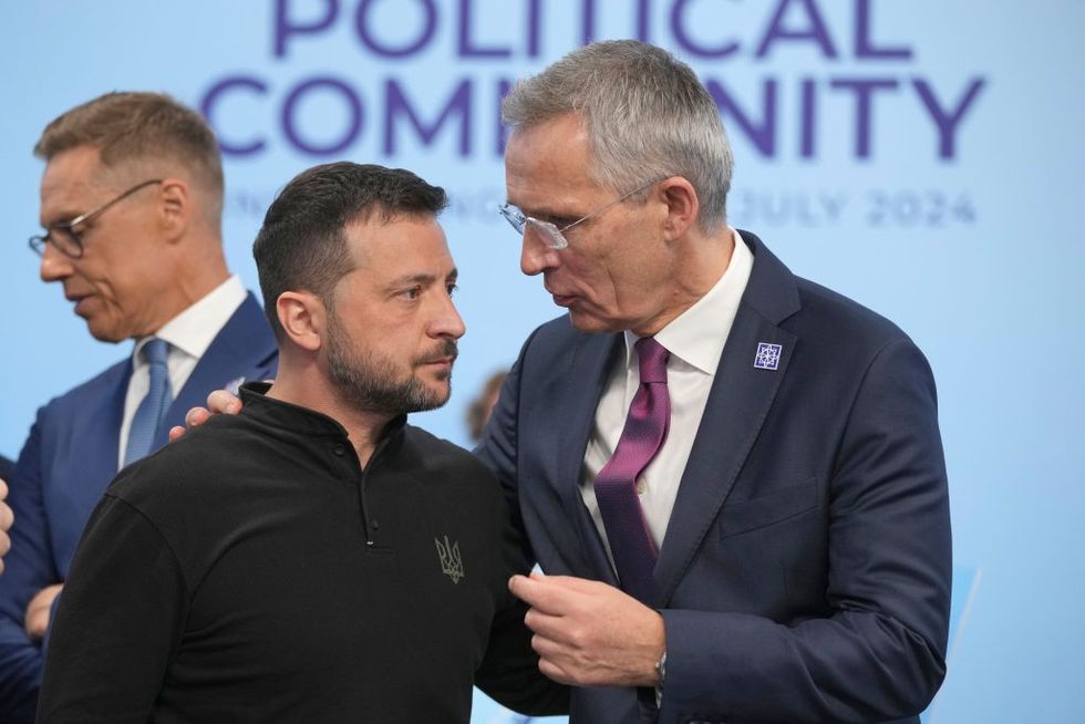 \u200b Ukrainian President Volodymyr Zelensky speaks to the Nato Secretary General Jens Stoltenberg