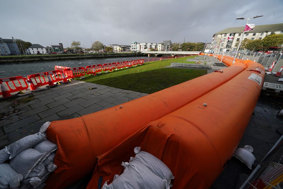 \u200bA flood defence barrier in Galway city centre,