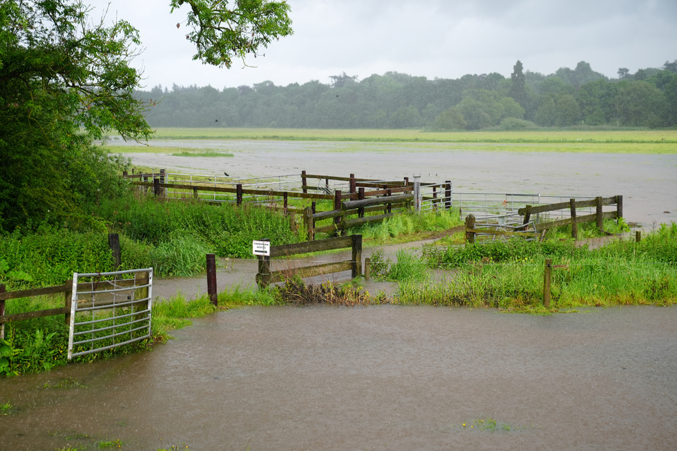 \u200bA flooded field in Warwickshire after heavy rain