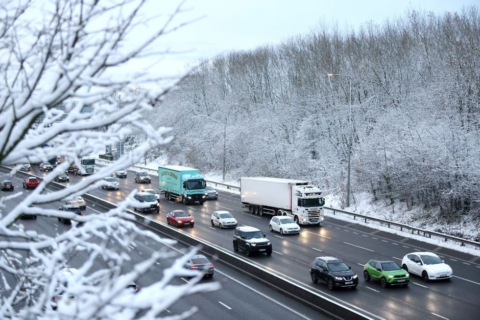 \u200bA general view over the M62 motorway of traffic commuting on November 19, 2024 in Bradford