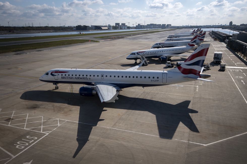 \u200bA line of British Airways planes at London City Airport (file pic)