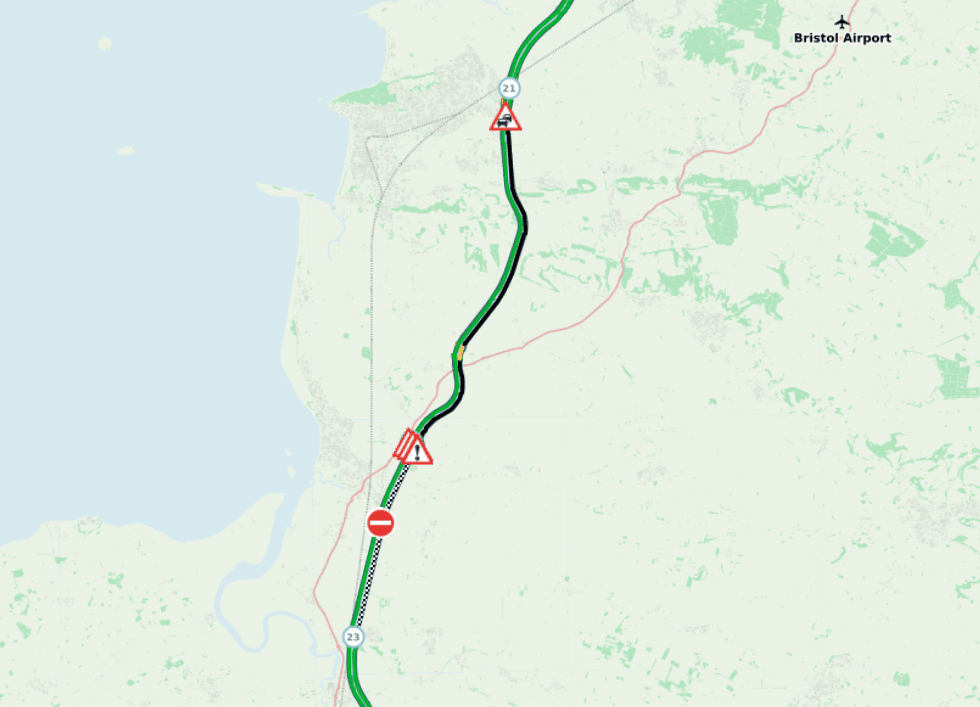 \u200bA long stretch of the M5 remains closed after the accident this morning