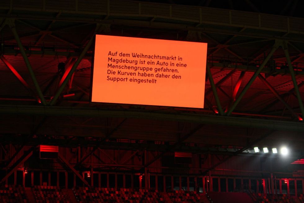 \u200bA message on the wall at the match between Dusseldorf and Magdeburg