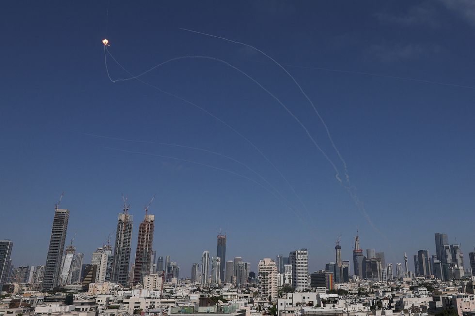 \u200bA missile launched from Iran is intercepted, amid the Iran-Israel conflict, Tel Aviv,