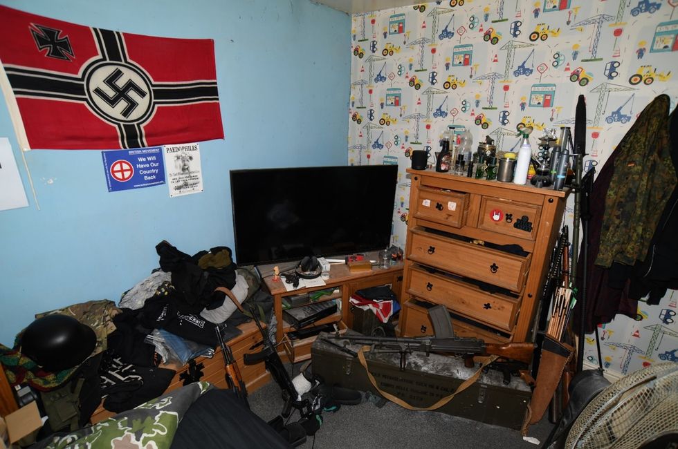 \u200bA nazi flag in the bedroom of Brogan Stewart