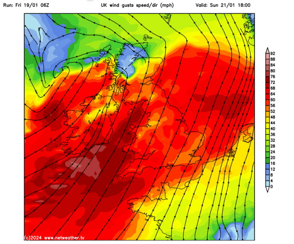\u200bA Netweather wind gust speeds map