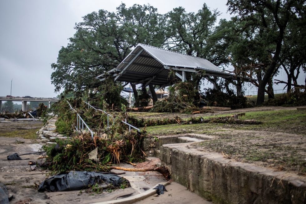 \u200bA picnic area lies damaged after deadly flooding in Kerrville,