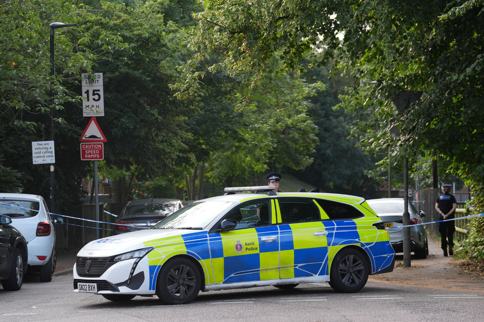 \u200bA police car at the scene in Sally Port Gardens in Gillingham, Kent