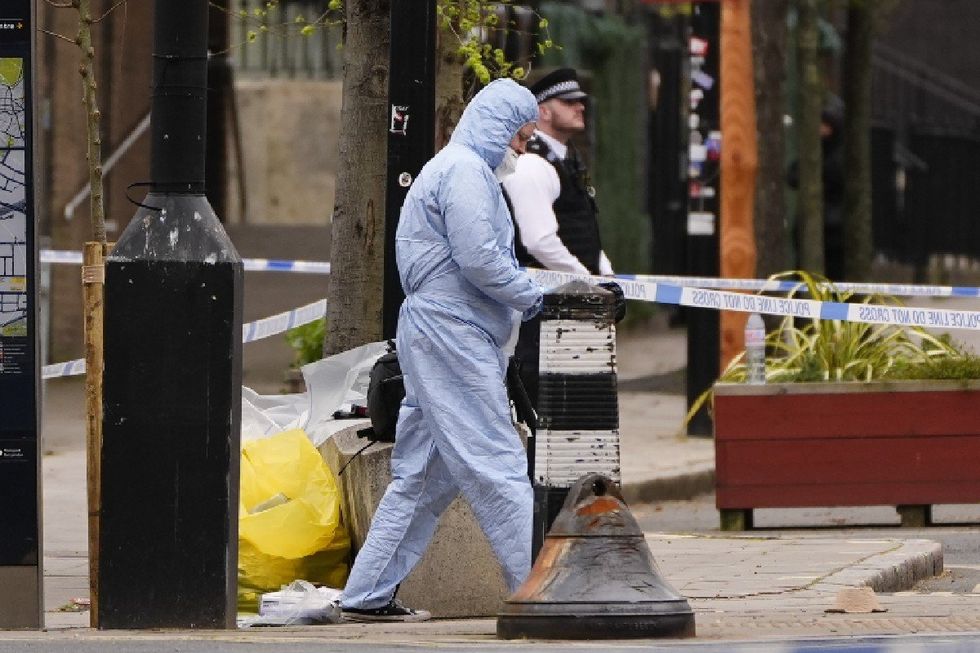\u200bA police cordon remains at the scene near Euston station