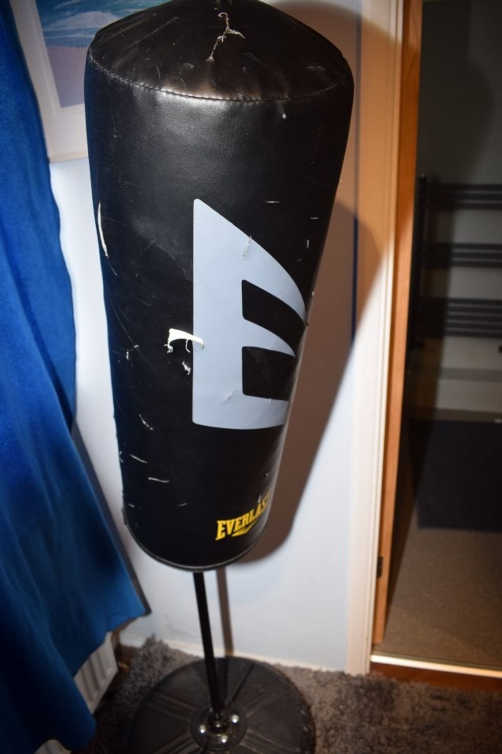 \u200bA punchbag with puncture marks found in the house of Neo-Nazi satanist Cameron Finnigan