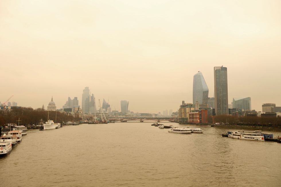 \u200bA Saharan dust cloud seen from Waterloo Bridge in London, 2022