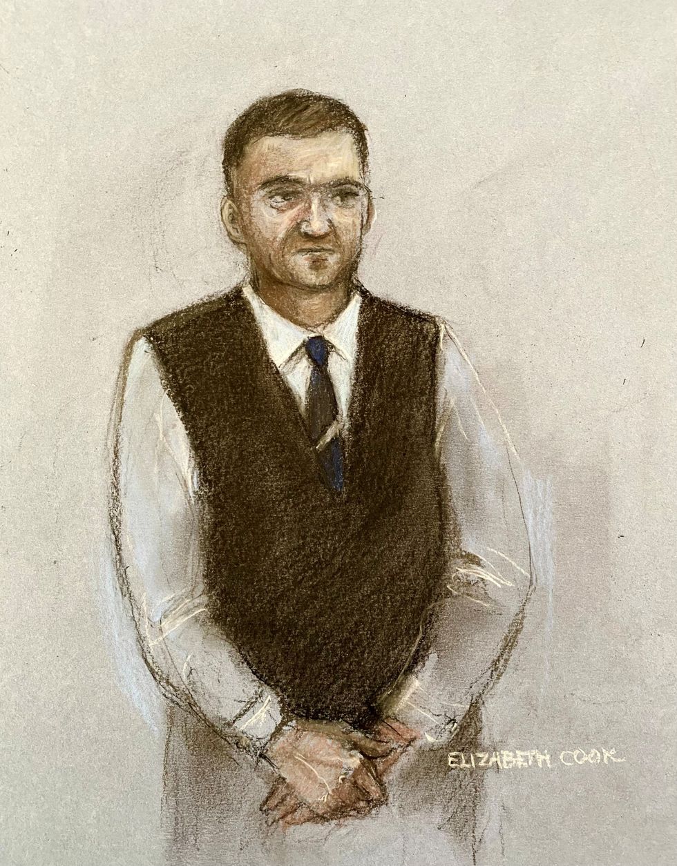 \u200bA sketch of Mr Robinson inside the court