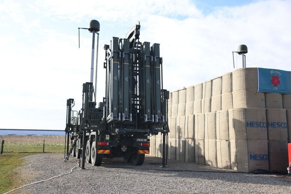 \u200bA Sky Sabre system is seen during a visit by Prince William, Prince of Wales, to meet British Armed forces in Rzeszow