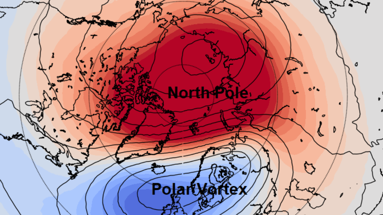 \u200bA Sudden Stratospheric Warming (SSW) map