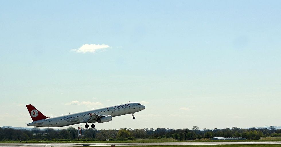 \u200bA Turkish flight takes off from Manchester airport (file pic)