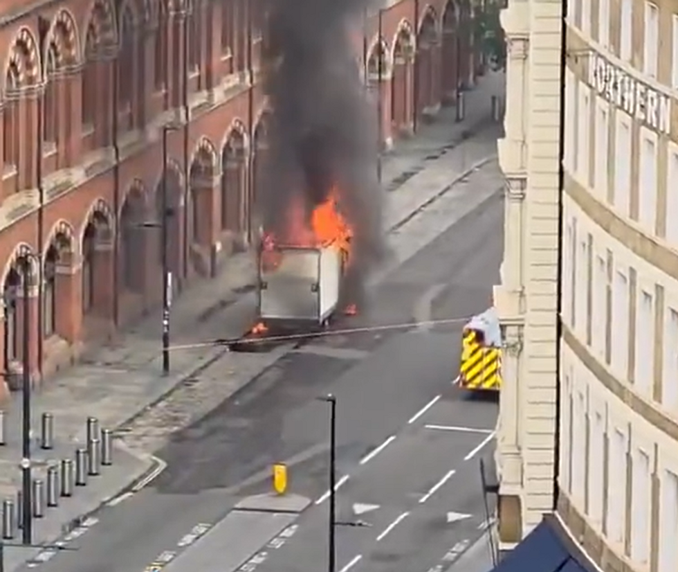 \u200bA van on fire near King's Cross Station