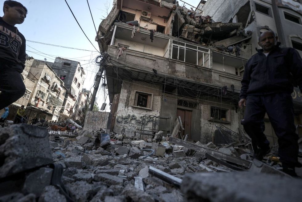 \u200bA view of destruction after Israeli airstrike in Deir al-Balah, Gaza