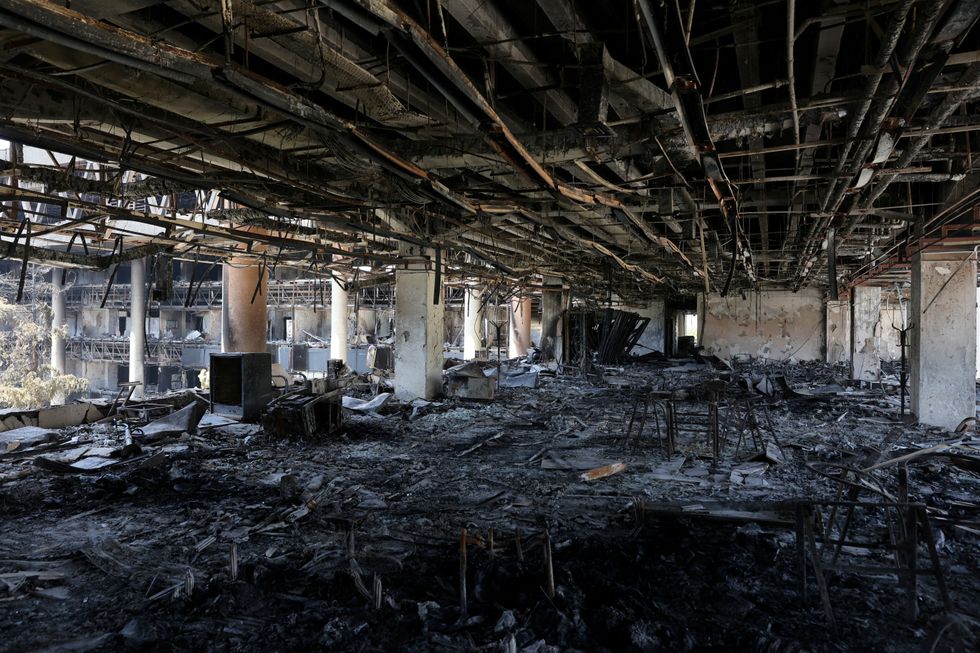 \u200bA view of the aftermath of Israeli strike on Iran\u2019s State TV broadcaster building