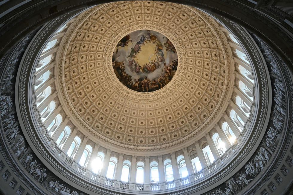 \u200bA view of the ceiling in the Rotunda of the US Capitol building