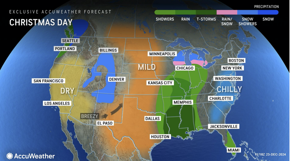 \u200bAccuWeather Christmas Day forecast