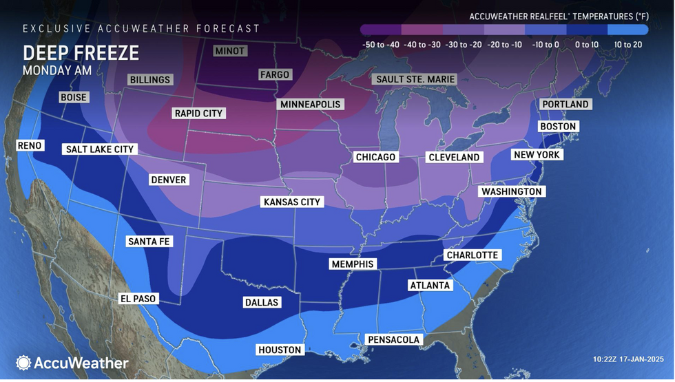\u200bAccuWeather map shows deep freeze over US