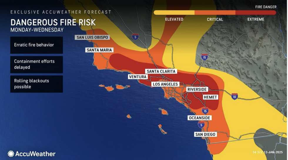 \u200bAccuWeather map shows risk from LA wildfires
