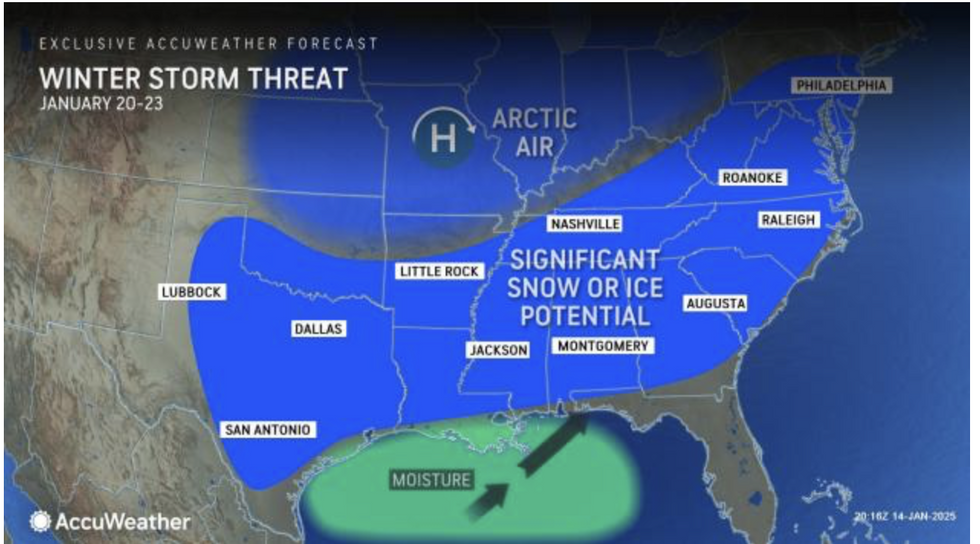 \u200bAccuWeather map shows winter storm threat