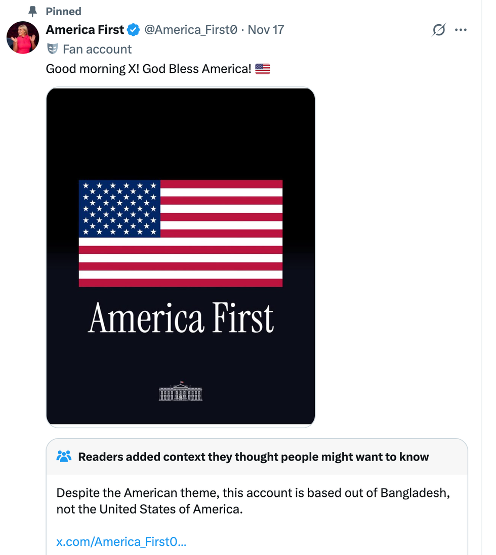 \u200bAmerica First's X account