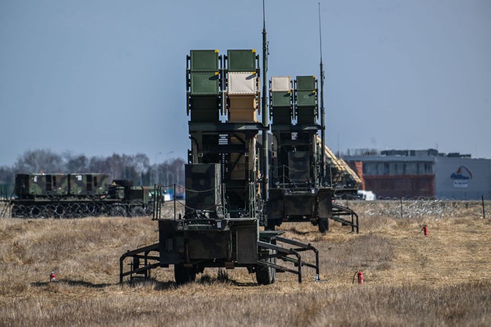 \u200bAn anti-missile defence launcher stands at Rzeszow Airport