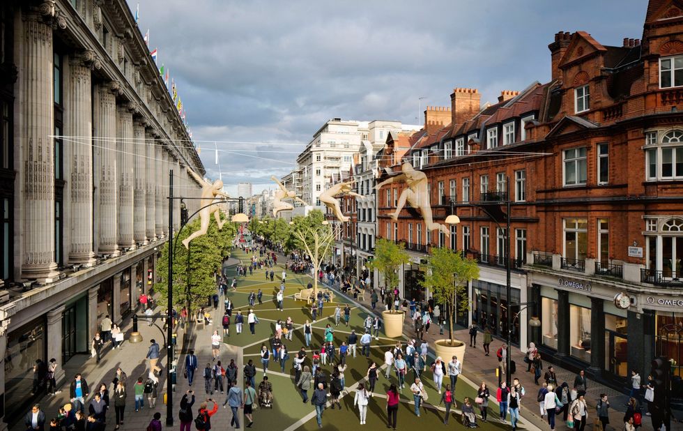 \u200bAn artist's impression of what a pedestrianised Oxford Street could look like
