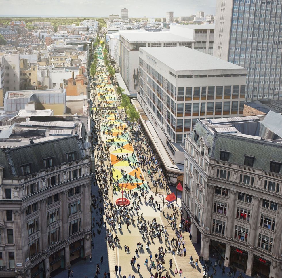 \u200bAn artist's impression of what a pedestrianised Oxford Street could look like