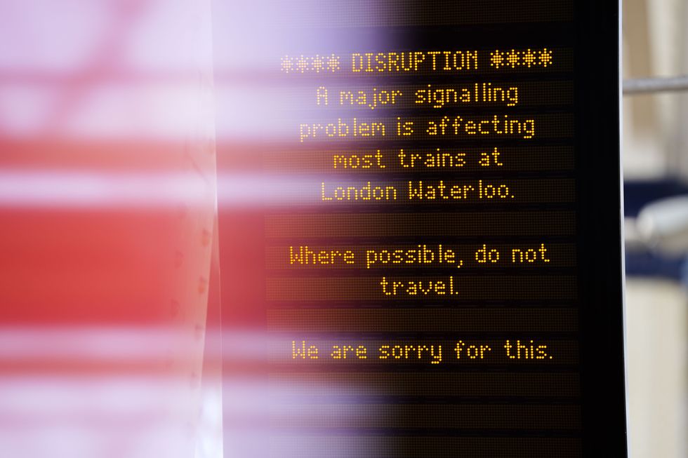 \u200bAn information display board in London Waterloo station