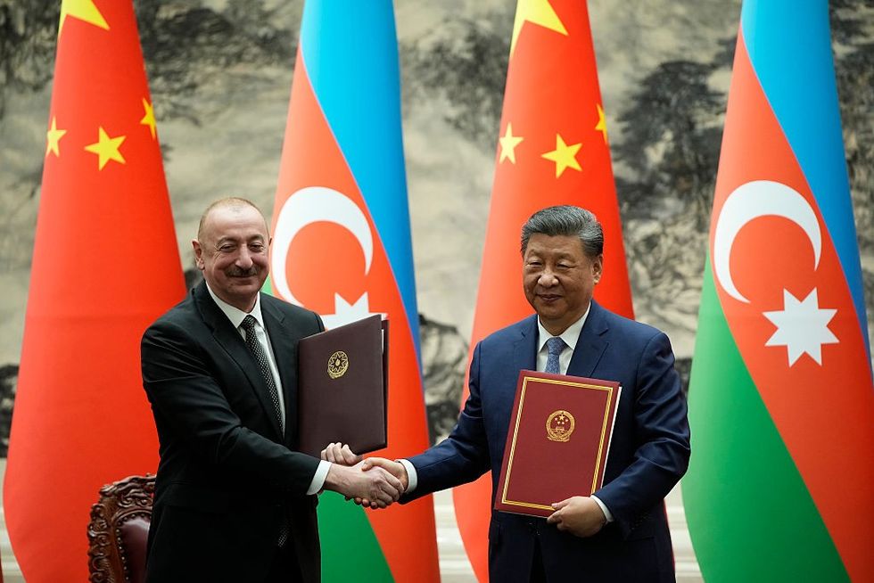 \u200bAzerbaijani President Ilham Aliyev with China's President Xi