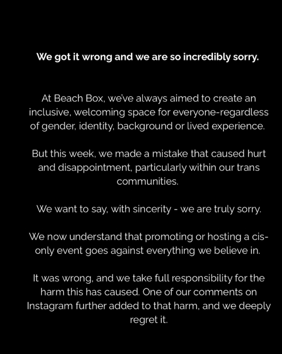 \u200bBeach Box released a statement to its customers on social media