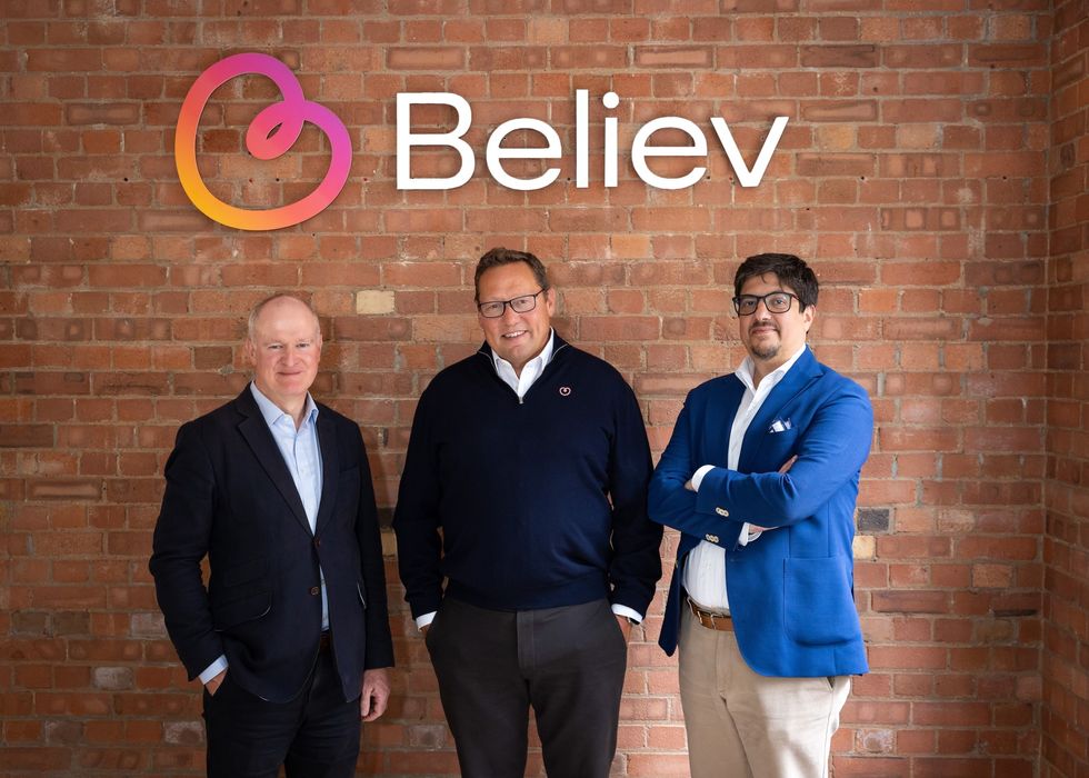 \u200bBeliev investors Jonathan Pearson (Liberty Global), Guy Bartlett (Believ) and Massimo Resta (Zouk Capital)
