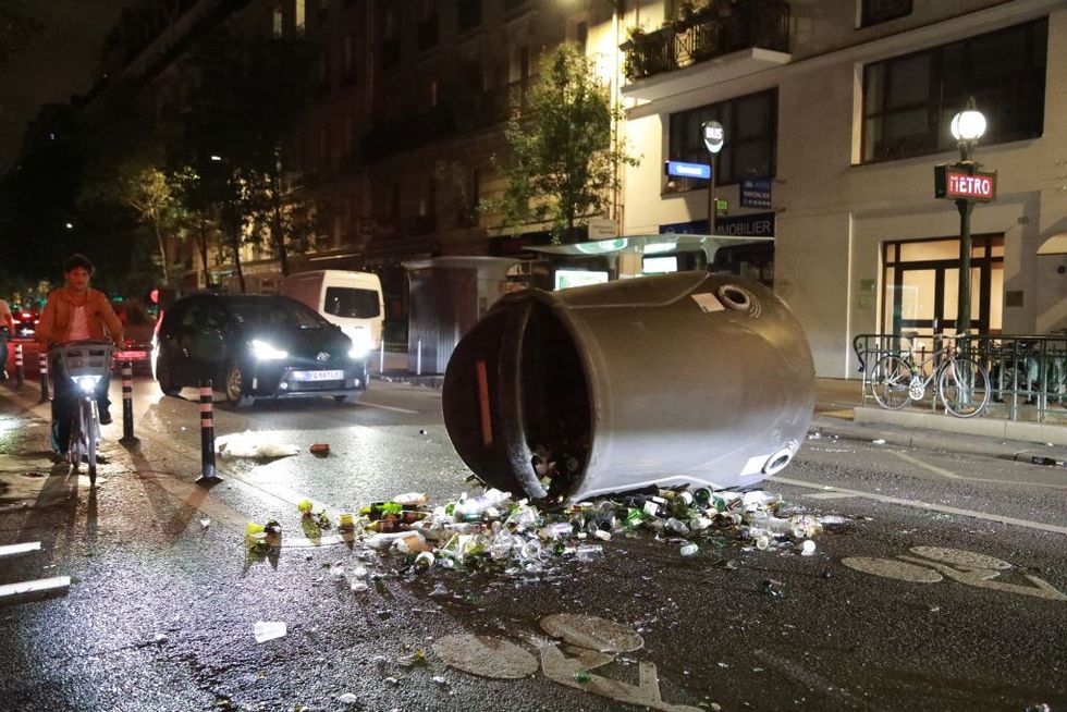 \u200bBins were tipped over in the French capital