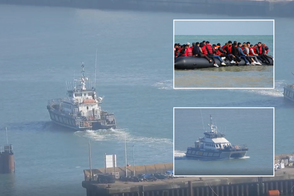\u200bBorder Force/migrants in dinghy (file pic)