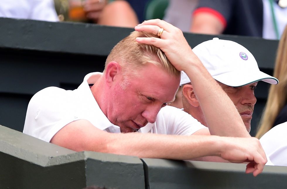 \u200bBoris Becker as Novak Djokovic's coach at Wimbledon in 2015