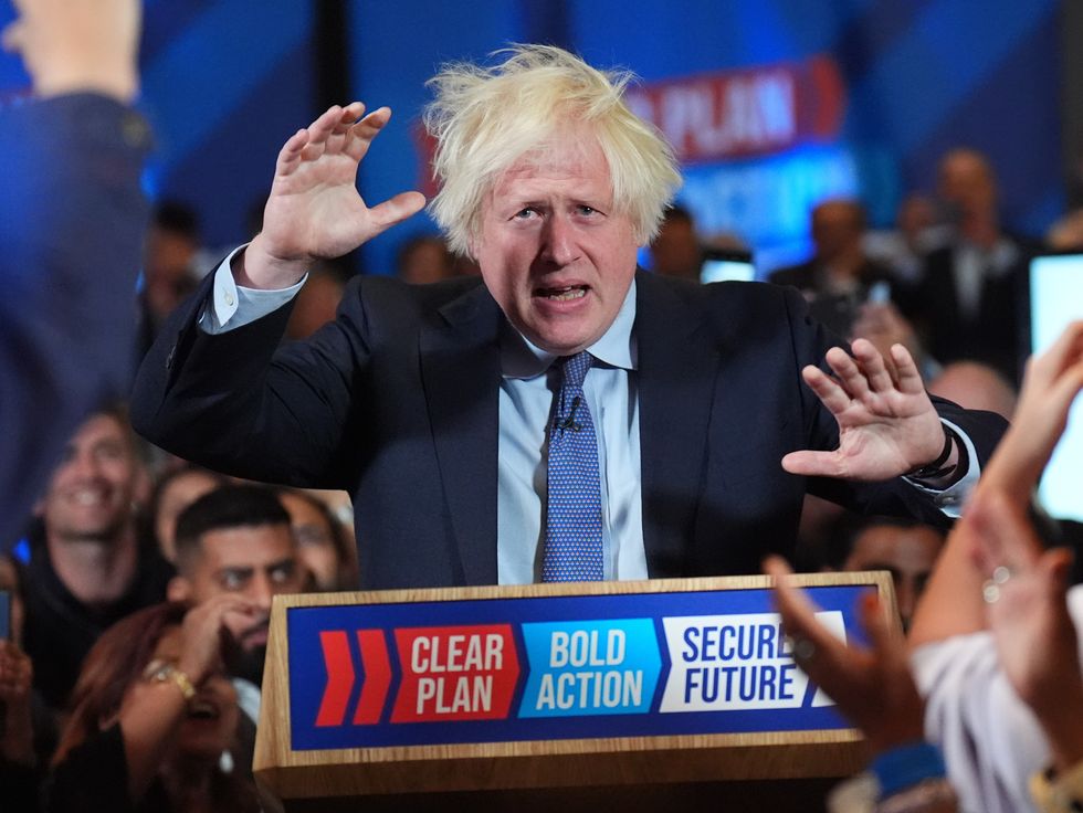 \u200bBoris Johnson delivers a speech before the Conservatives General Election loss