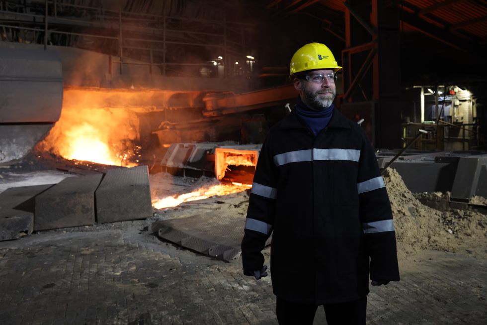 \u200bBusiness Secretary Jonathan Reynolds during a visit to the British Steel site in Scunthorpe