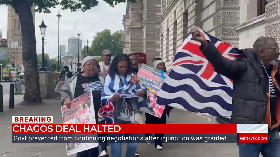 \u200bChagossians arrived outside the High Court to protest