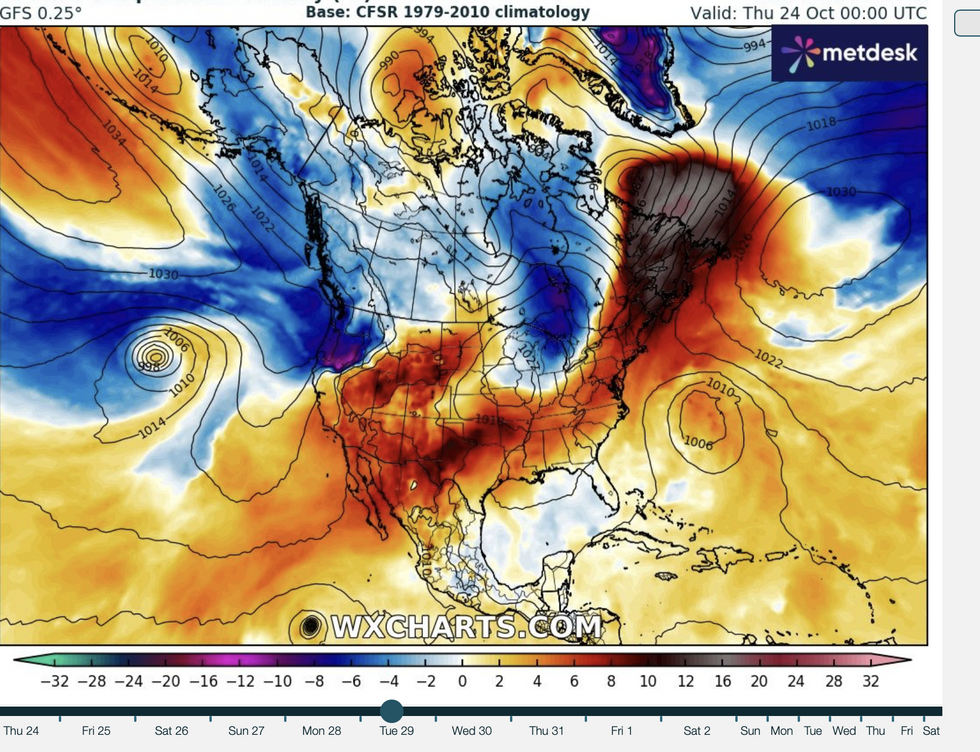 \u200bCold air collides with warm air to the south