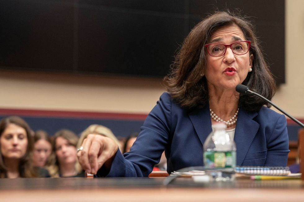 \u200bColumbia University President Nemat "Minouche" Shafik testifying at Capitol Hill