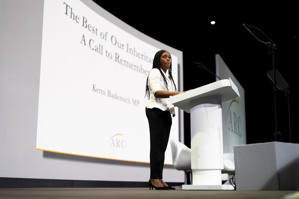 \u200bConservative leader Kemi Badenoch speaking during the Alliance for Responsible Citizenship conference