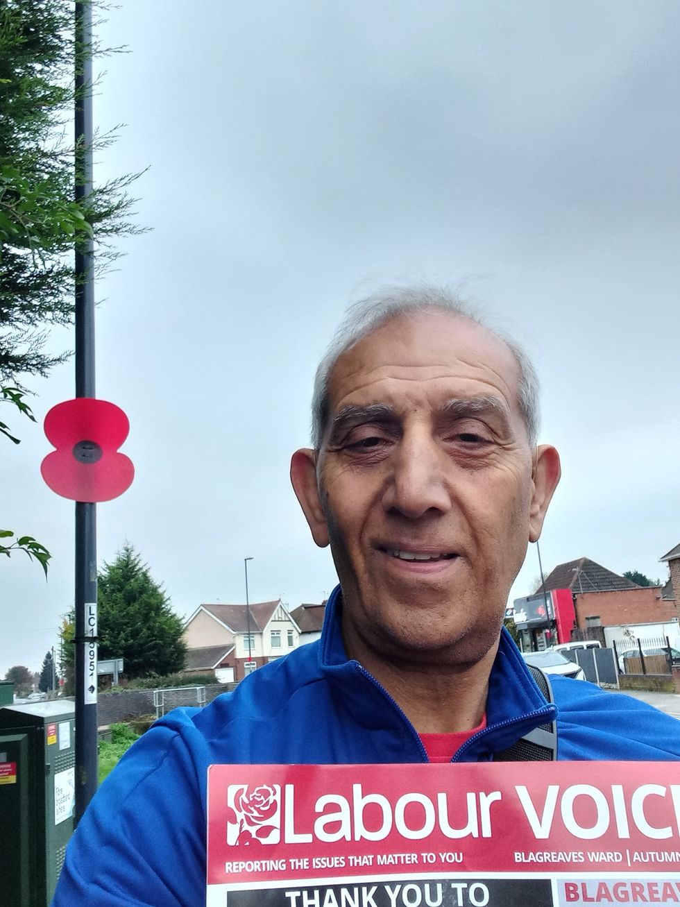\u200bCouncillor Hardyal Dhindsa (Blagreaves) had been putting up poppies on lampposts