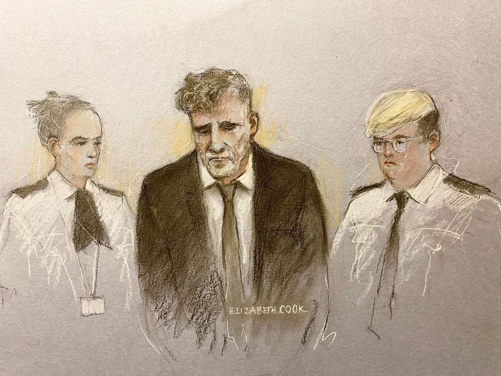 \u200bCourt artist sketch by Elizabeth Cook of Paul Doyle