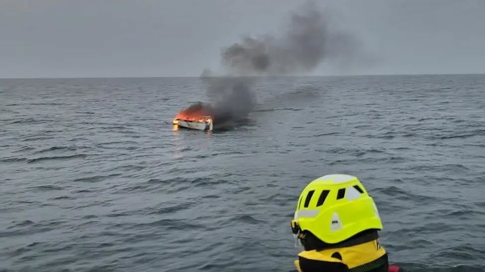 \u200bCrews spotted the burning yacht