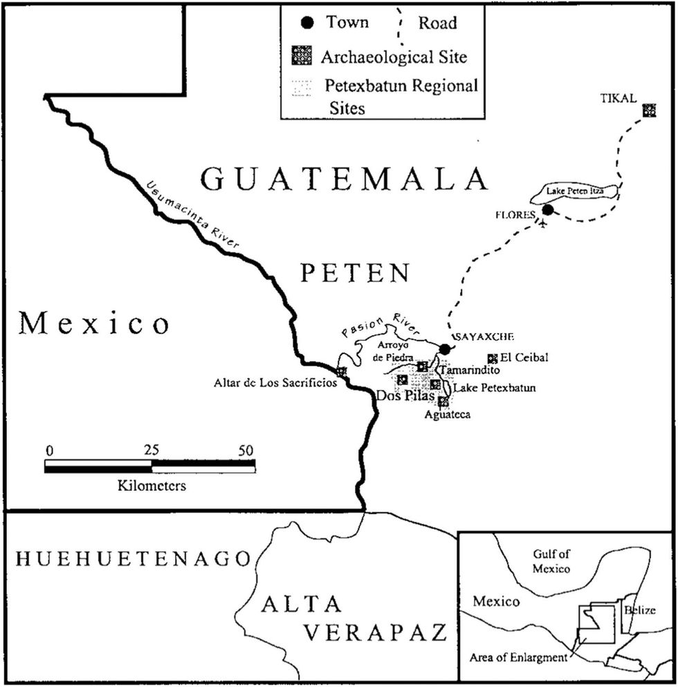 \u200bCueva de Sangre, or the 'Blood Cave', is located underneath the archaeological site of Dos Pilas in Pet\u00e9n, Guatemala