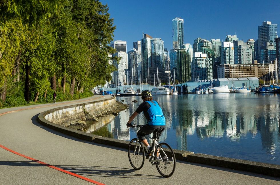 \u200bCyclist in Vancouver stock image