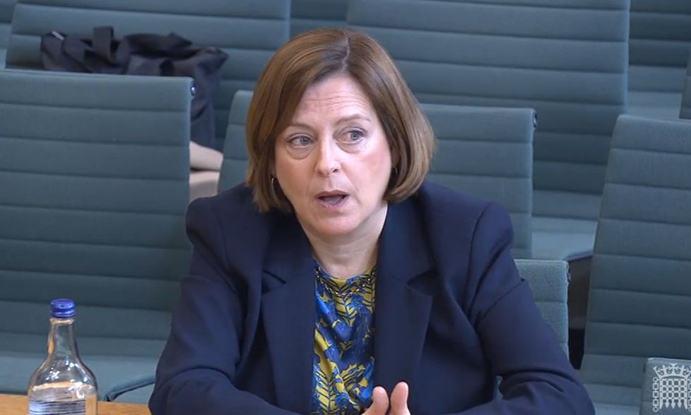 \u200bDame Melanie Dawes talking from a desk in the committee room in the house of commons